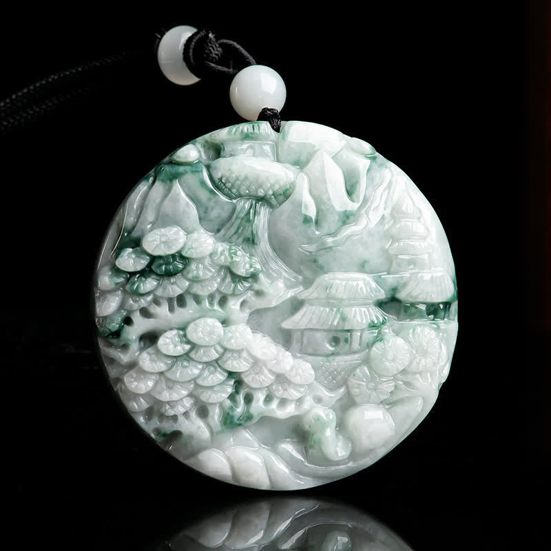 Fortune Jewel Mountain Landscape Jade Abundance String Necklace
