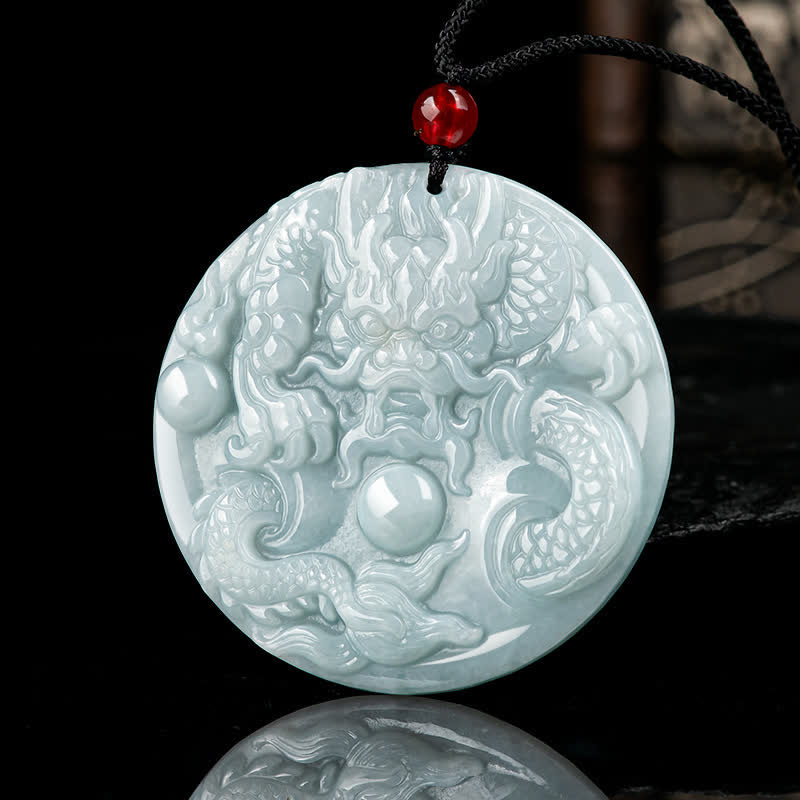 Fortune Jewel Chinese Zodiac Dragon Jade Success Amulet String Necklace