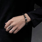 Fortune Jewel Natural Black Obsidian Tiger Eye Strength Fulfillment Bracelet
