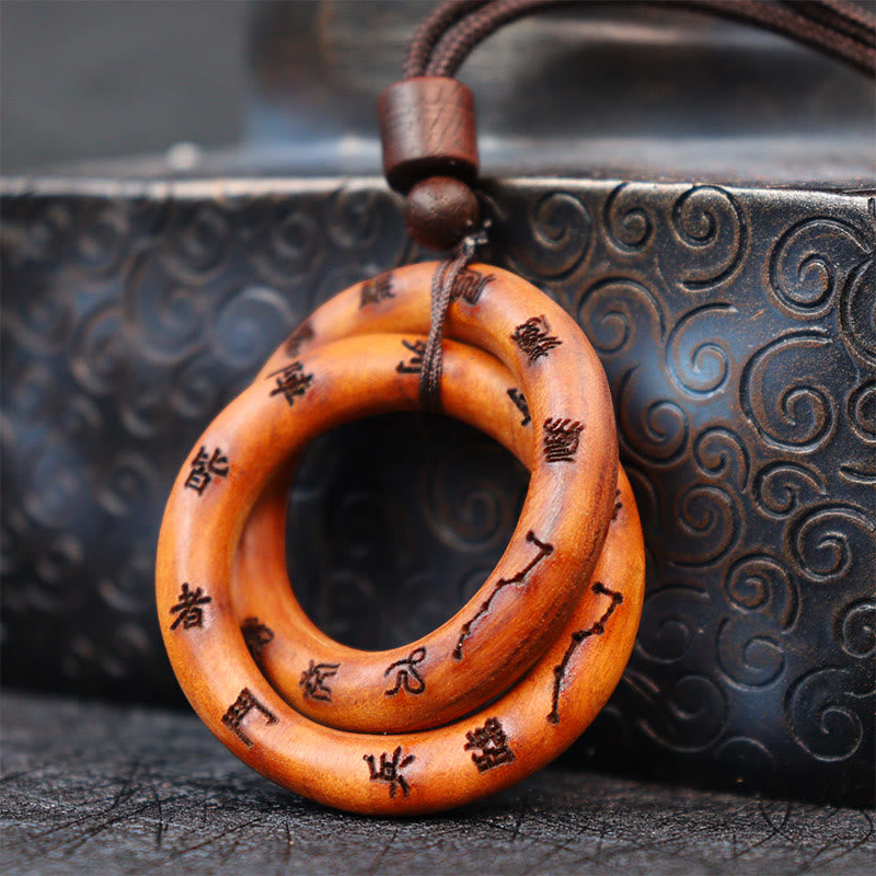 Fortune Jewel Lightning Struck Jujube Wood Taoist Yin Yang Ring Qiankun Circle Leizu Taboo Luck Necklace Pendant Fortune Jewel