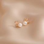 Fortune Jewel 18k Gold Plated Pearl Butterfly Love Freedom Stud Earrings