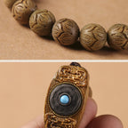 Fortune Jewel Green Sandalwood Ebony Wood Sandalwood Om Mani Padme Hum Soothing Bracelet