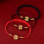 Fortune Jewel Copper Coin Strength Braided String Bracelet Anklet