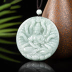 Fortune Jewel Thousand-Hand Kwan Yin Avalokitesvara Jade Blessing String Necklace Pendant Fortune Jewel
