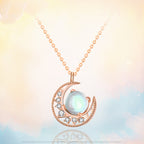 Fortune Jewel 925 Sterling Silver Moonstone Moon Pattern Love Necklace Pendant