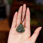 Fortune Jewel Laughing Buddha Hetian Jade Healing Calm Necklace String Pendant Fortune Jewel