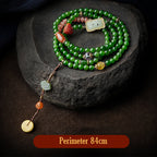 Fortune Jewel 108 Mala Beads Cyan Jade Red Agate Laughing Buddha Luck Bracelet Fortune Jewel