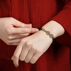 Fortune Jewel 925 Sterling Silver Obsidian Moonstone Strength Couple Bracelet