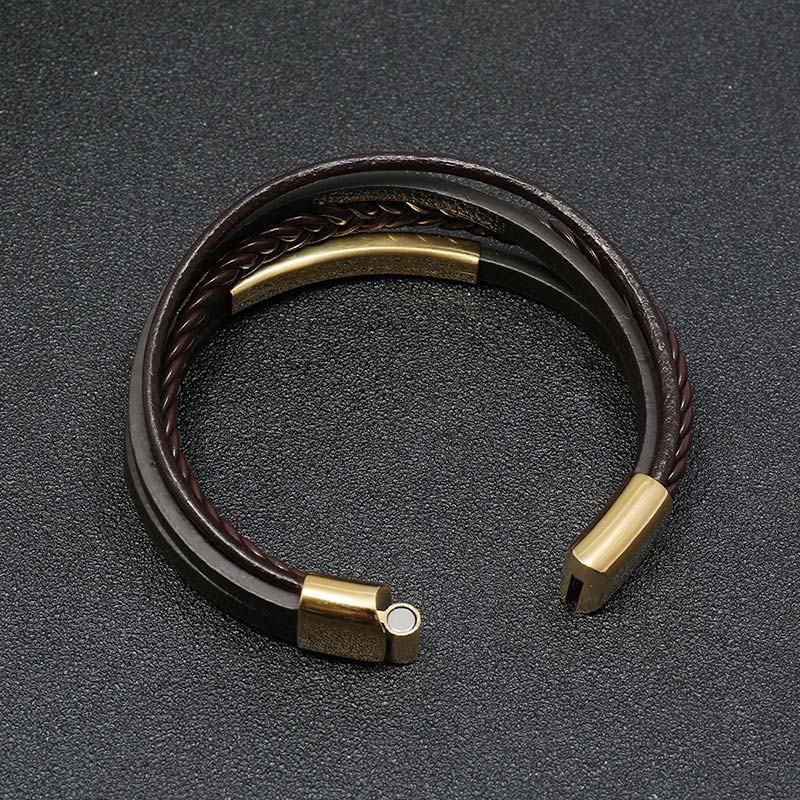 Fortune Jewel Simple Design Titanium Steel Leather Luck Bracelet