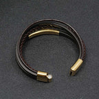 Fortune Jewel Simple Design Titanium Steel Leather Luck Bracelet