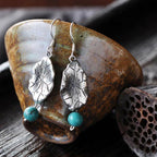Fortune Jewel 925 Sterling Silver Turquoise Lotus Leaf Protection Drop Dangle Earrings
