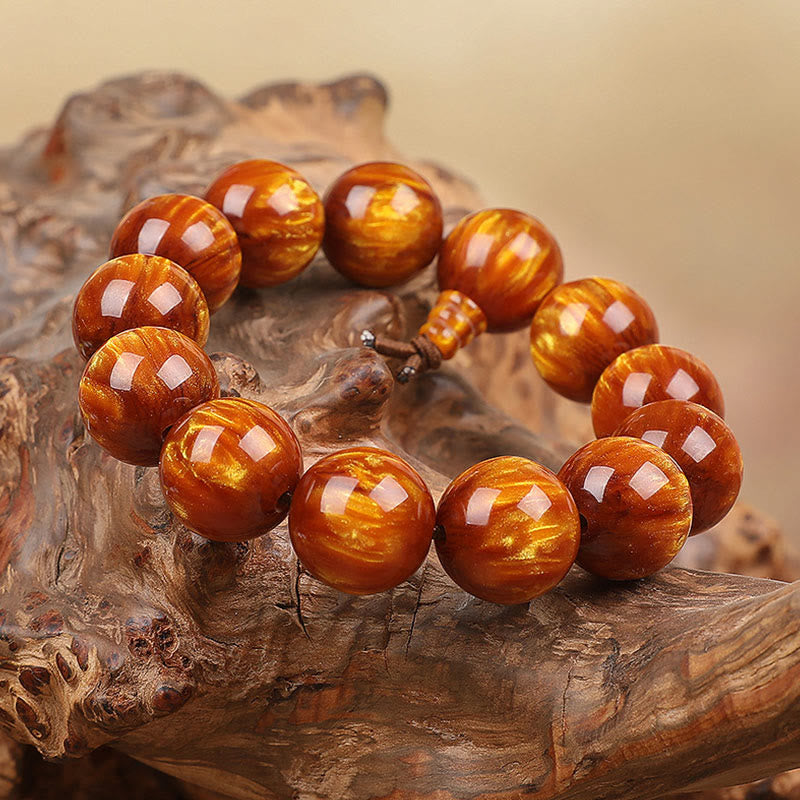 Fortune Jewel Golden Sea Willow Success Positive Bracelet Mala