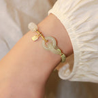 Fortune Jewel Natural Hetian Jade Bead Double Peace Buckle Fu Character Abundance Braided Bracelet