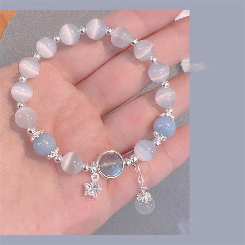 Fortune Jewel Cat's Eye Moonstone Butterfly Star Charm Support Bracelet
