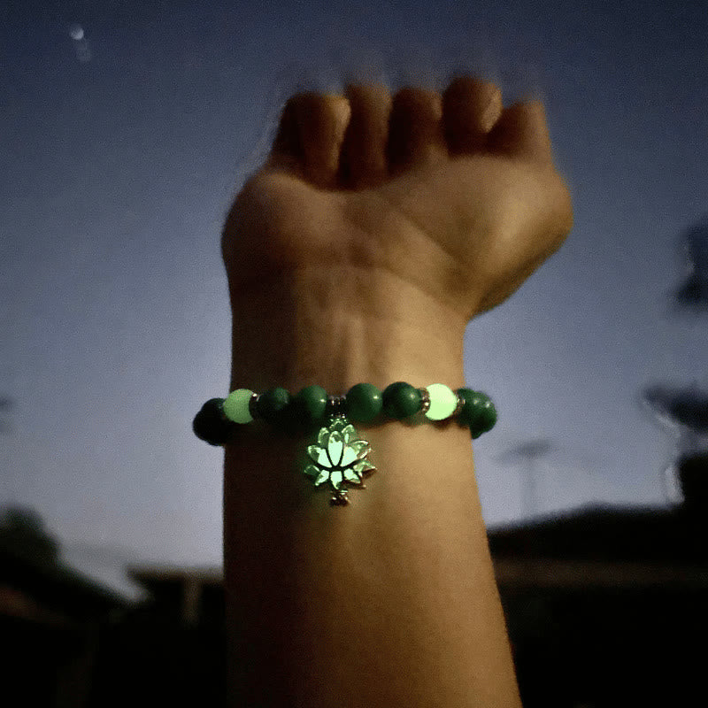 Fortune Jewel Tibetan Turquoise Glowstone Luminous Bead Lotus Protection Bracelet
