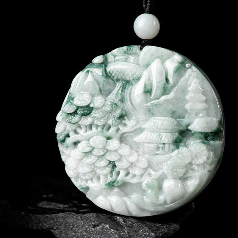 Fortune Jewel Mountain Landscape Jade Abundance String Necklace