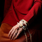 Fortune Jewel Tibet 108 Mala Beads Bodhi Seed Bagua Vajra Dzi Bead Gray Agate Wealth Bracelet