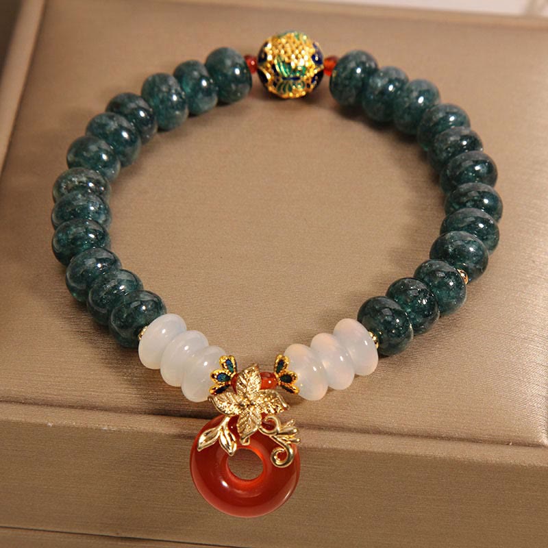 Fortune Jewel Jade White Agate Red Agate Peace Buckle Abacus Beads Luck Bracelet