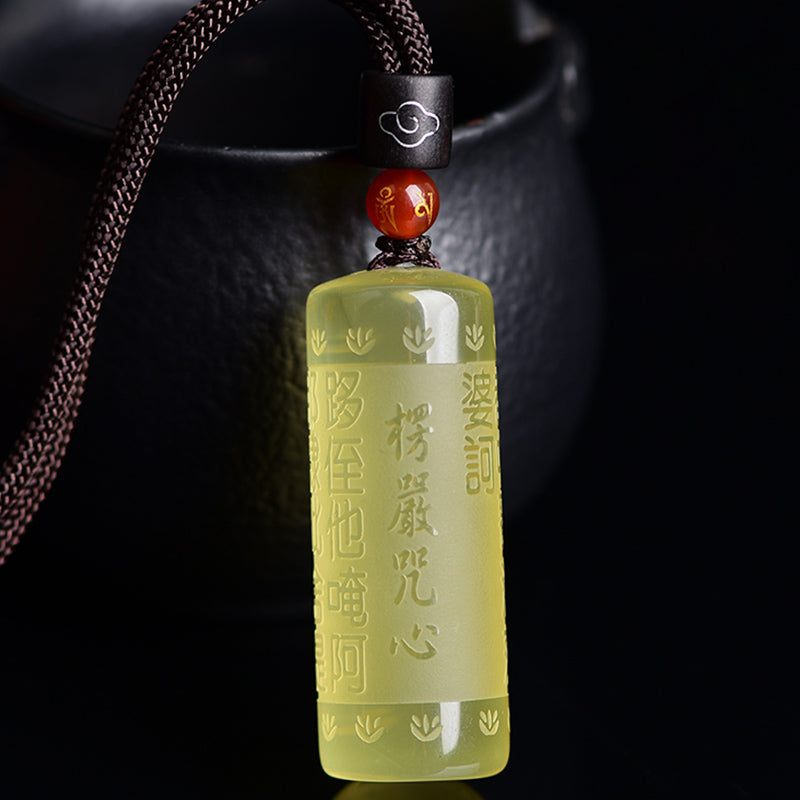 Fortune Jewel Heart Sutra Citrine Happiness Strength Necklace Pendant