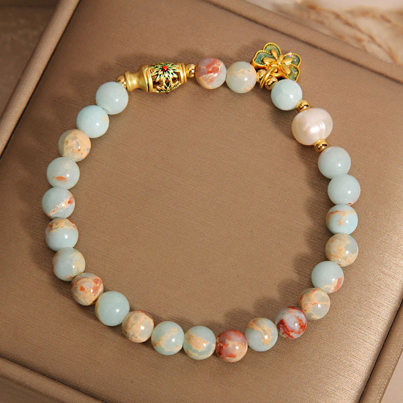 Fortune Jewel Shoushan Stone Pearl Butterfly Wealth Bracelet