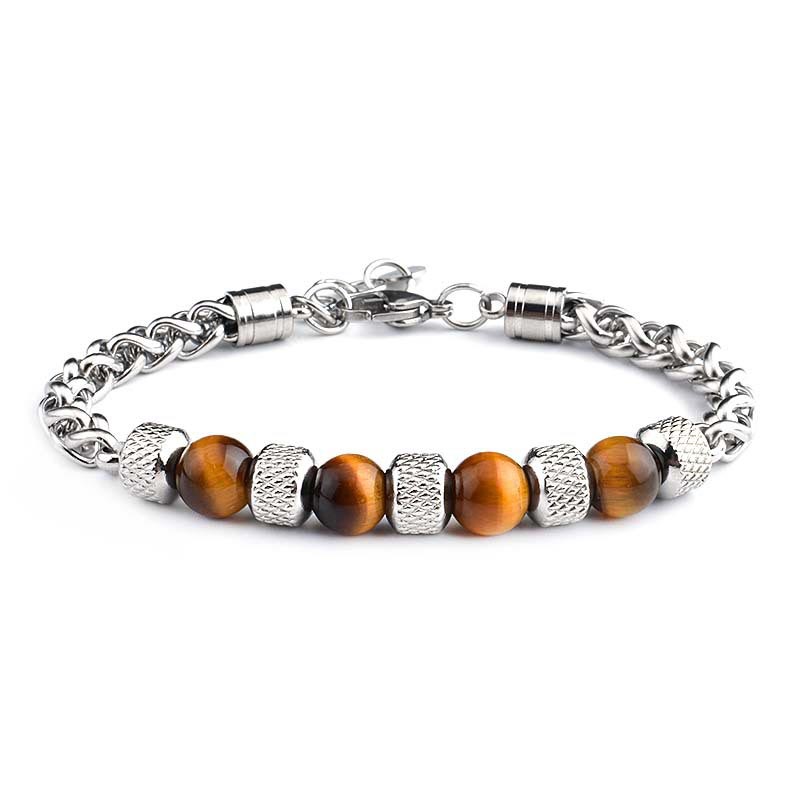 Fortune Jewel Black Onyx Tiger Eye Bead Courage Bracelet
