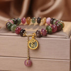Fortune Jewel Colorful Tourmaline Cute Flower Rabbit Charm Love Bracelet