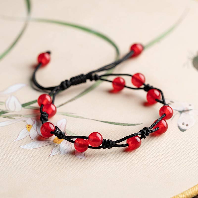 Fortune Jewel Red Agate Moss Agate Cinnabar Calm Bracelet