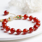 Fortune Jewel Natural Red Agate Hetian Jade Fu Character Confidence Charm Bracelet