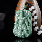 Fortune Jewel Natural Jade Guan Gong Amulet Wealth Necklace Pendant