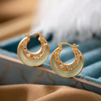 Fortune Jewel Crescent Moon Jade Prosperity Drop Earrings