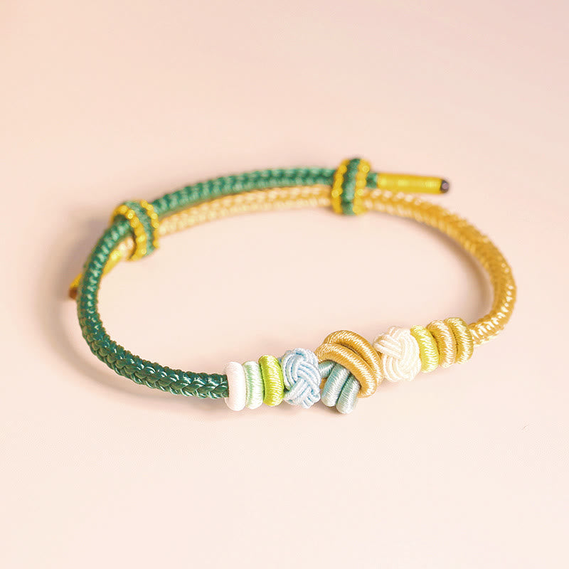 Fortune Jewel Two-Color Rope Handcrafted Eight Thread Peace Knot Luck Connection Bracelet