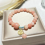 Fortune Jewel Natural Orange Stone Turquoise Fu Character Charm Luck Fortune Bracelet