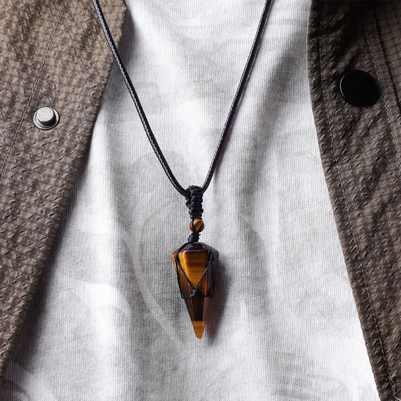 Fortune Jewel Natural Stone Pointed Pendant Necklace