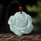 Fortune Jewel Lotus Pattern Jade Abundance Prosperity Necklace String Pendant Fortune Jewel