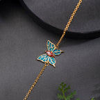 Fortune Jewel 925 Sterling Silver Butterfly Zircon Love Chain Bracelet