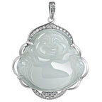 Fortune Jewel Laughing Buddha Natural Jade Abundance Titanium Steel Chain Necklace Pendant Fortune Jewel