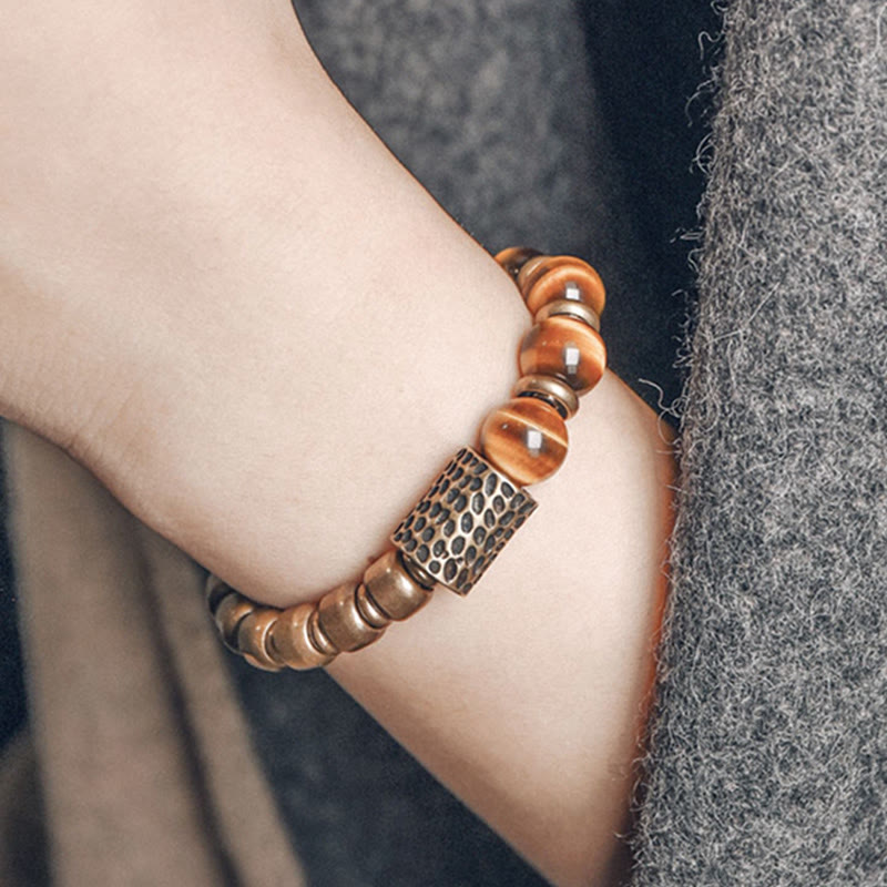 Fortune Jewel Tiger Eye Stone Copper Protection Bracelet