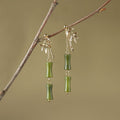 Fortune Jewel 925 Sterling Silver Posts Copper Plated Gold Natural Peridot Bamboo Leaf Drop Earrings