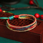 Fortune Jewel Tibet Handmade Rainbow Multicolored Protection Braided String Bracelet