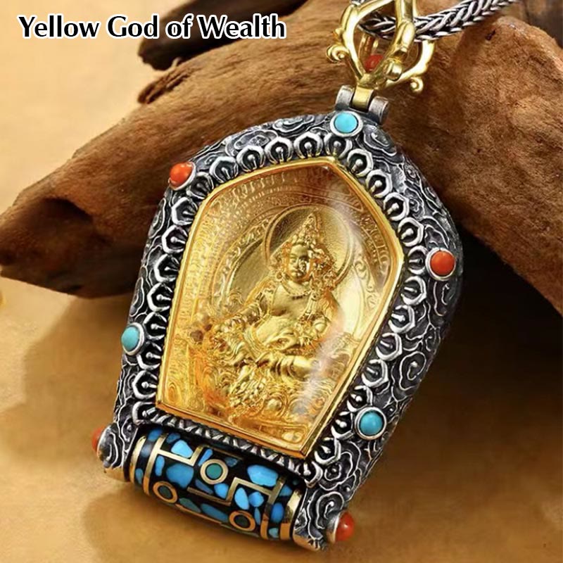 Fortune Jewel Tibet Chinese Zodiac Natal Buddha Thangka Prosperity Rotatable Dzi Bead Necklace Pendant Fortune Jewel