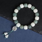 Fortune Jewel White Bodhi Six True Words Protection Bracelet