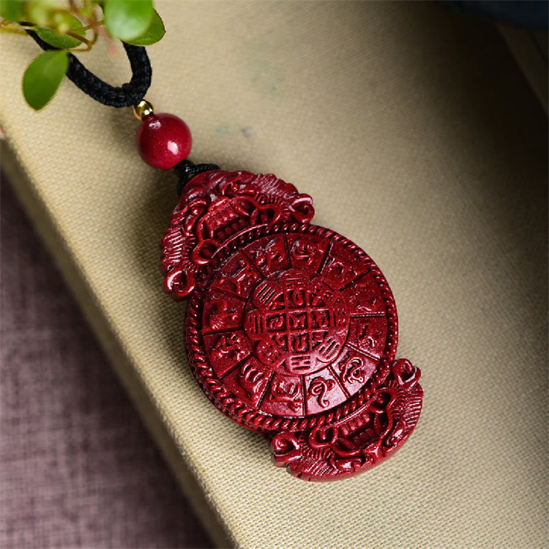 Fortune Jewel Laughing Buddha Yin Yang Chinese Zodiac Gourd Natural Cinnabar Blessing Necklace Pendant