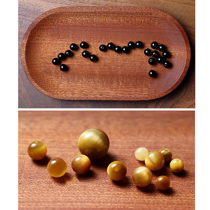 Fortune Jewel Tibetan 108 Mala Beads Black Onyx Tiger Eye Beads Nine Palaces Bagua Protection Bracelet