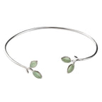 Fortune Jewel Leaf Pattern Cat Eye Support Cuff Bracelet Bangle