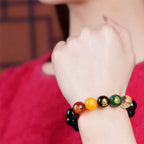 Fortune Jewel Gold Sheen Obsidian Rainbow Obsidian Black Obsidian Five Directions Gods of Wealth Bracelet