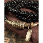 Fortune Jewel Retro Coconut Shell Brass Copper Happiness Triple Wrap Bracelet