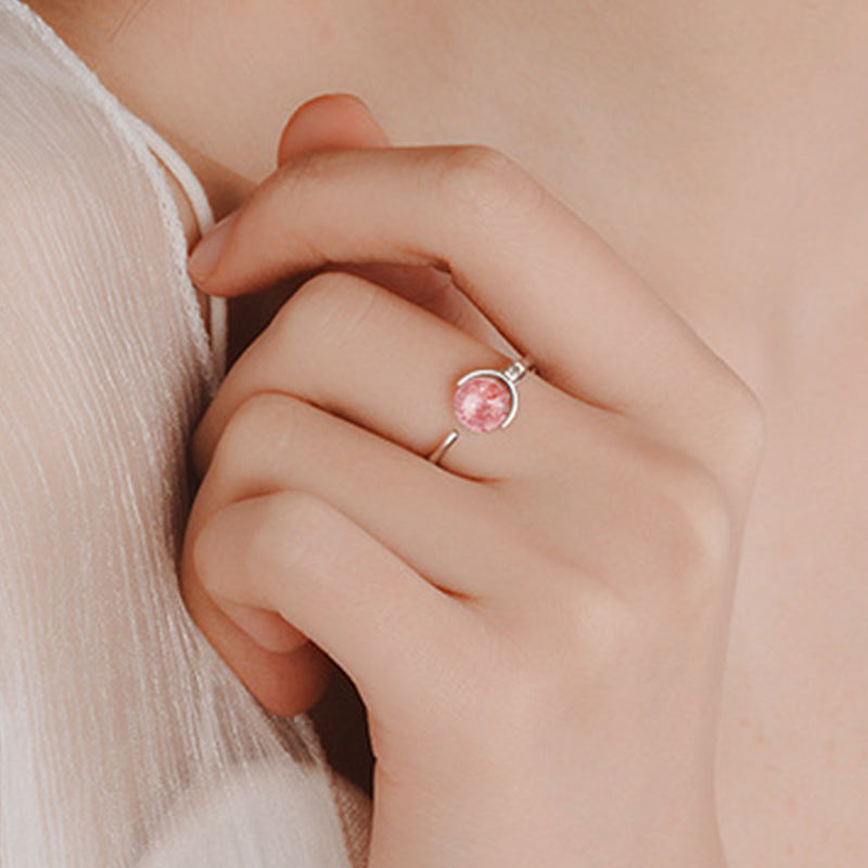 Fortune Jewel Pink Crystal Soothing Rotation Ring