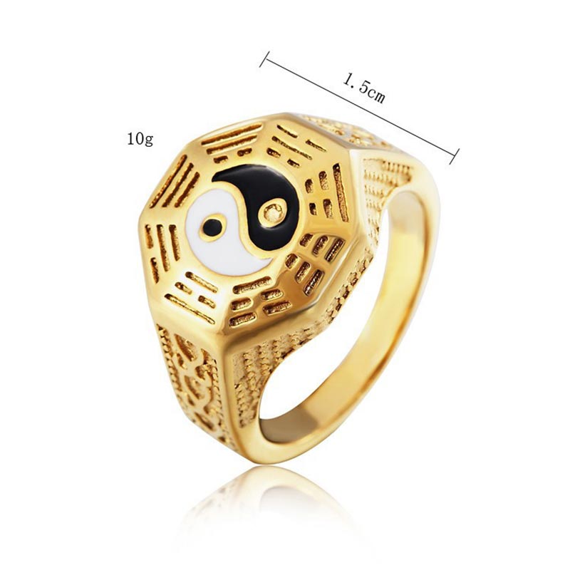 Yin Yang Symbol Copper Luck Ring Fortune Jewel