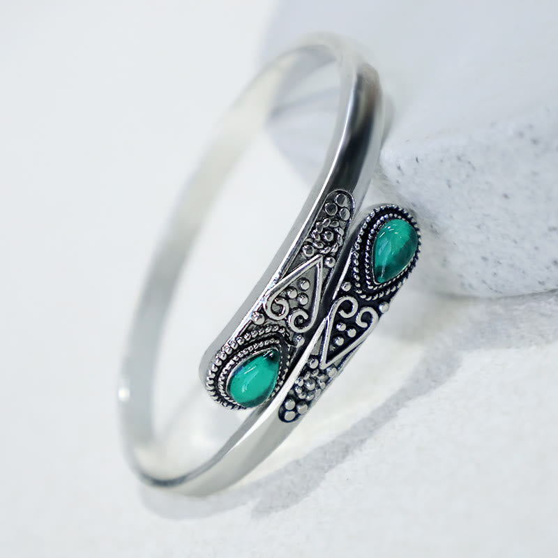 Fortune Jewel Zircon Water Drop Pattern Healing Cuff Bracelet Bangle