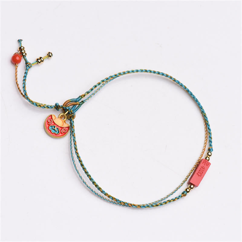 Fortune Jewel Handmade Cinnabar As One Wishes Blessing Braid Double Layer Bracelet